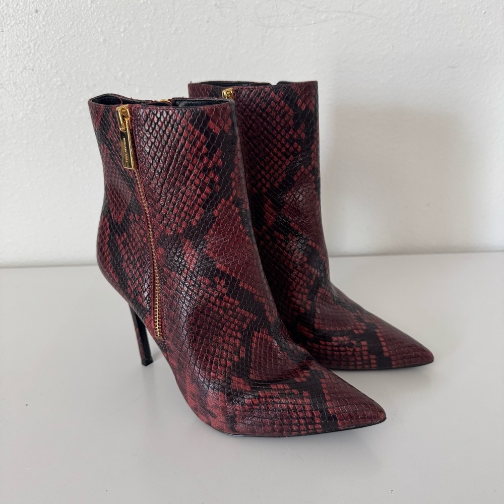 Michael Kors Red Snake Print Heeled Boots